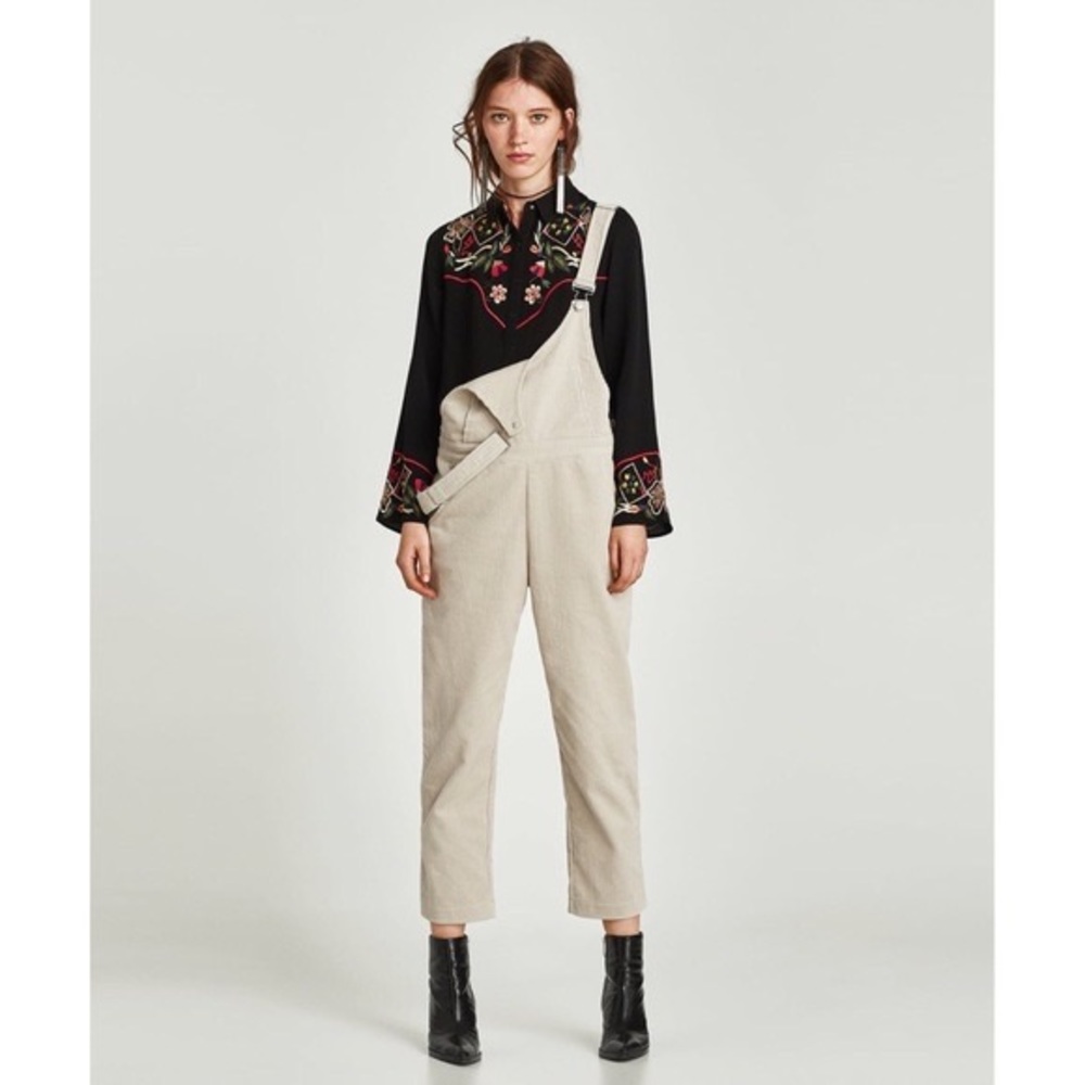 Zara Corduroy Dungarees with Pockets Size Large